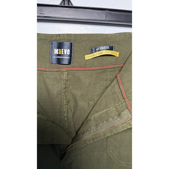 Maeve Anthropologie Colette Olive Green Wide Leg Twill Crop Pant Plus Size 22 - Picture 7 of 7